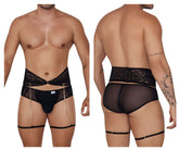 CandyMan 99703 Strumpfhalter-Slip, zweiteiliges Set, Farbe Schwarz